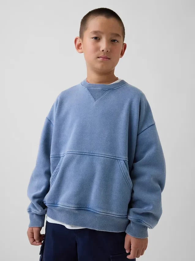 Sweat-shirt à col rond et poche Vintagesoft pour enfants, coupe décontractée