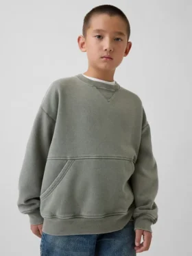 Sweat-shirt à col rond et poche Vintagesoft pour enfants, coupe décontractée