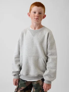 Sweat-shirt à col rond et poche Vintagesoft pour enfants, coupe décontractée