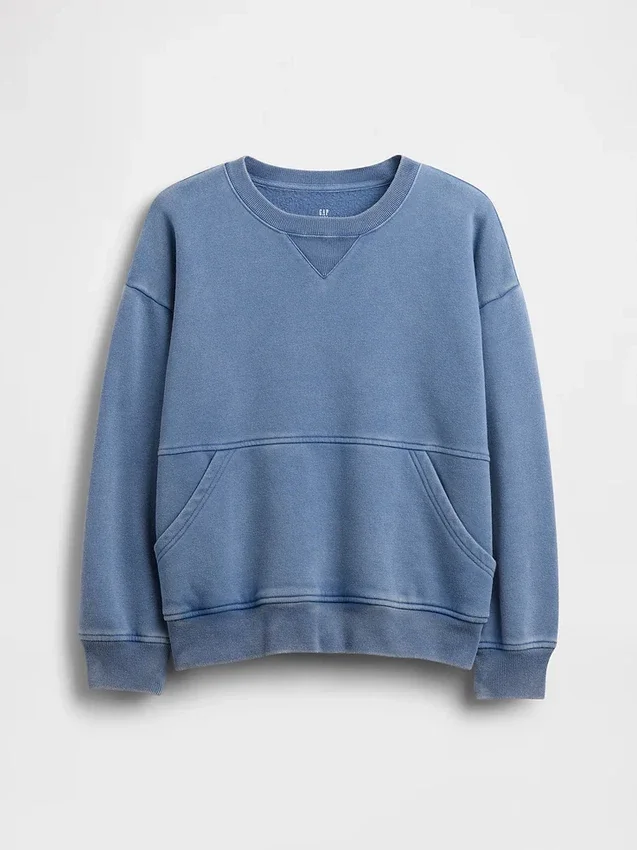Sweat-shirt à col rond et poche Vintagesoft pour enfants, coupe décontractée