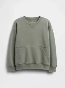 Sweat-shirt à col rond et poche Vintagesoft pour enfants, coupe décontractée