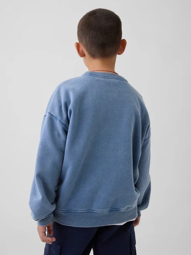 Sweat-shirt à col rond et poche Vintagesoft pour enfants, coupe décontractée