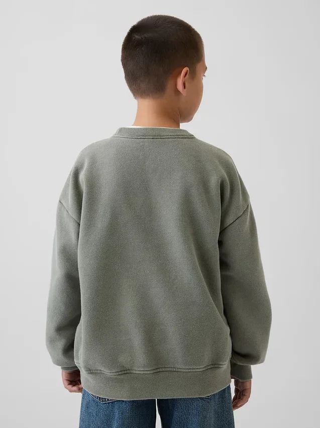Sweat-shirt à col rond et poche Vintagesoft pour enfants, coupe décontractée