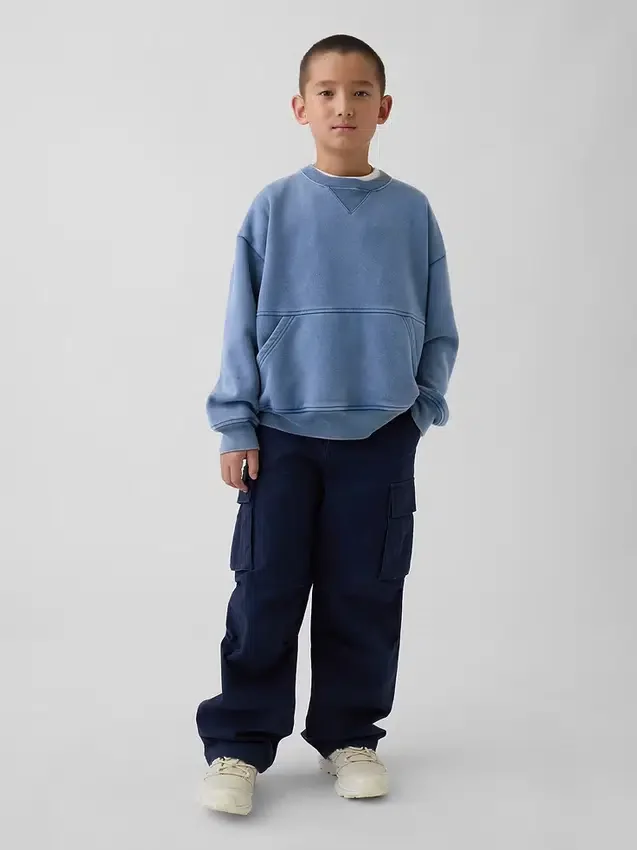 Sweat-shirt à col rond et poche Vintagesoft pour enfants, coupe décontractée