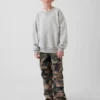 Sweat-shirt à col rond et poche Vintagesoft pour enfants, coupe décontractée