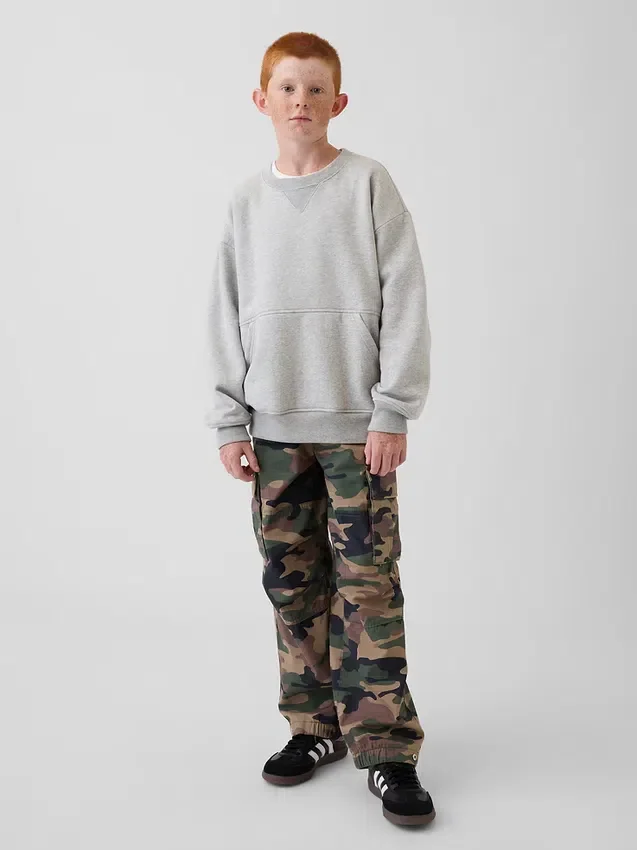 Sweat-shirt à col rond et poche Vintagesoft pour enfants, coupe décontractée