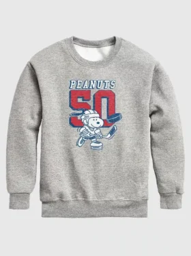 Sweat-shirt en polaire à col rond « Snoopy Hockey » Peanuts pour enfants