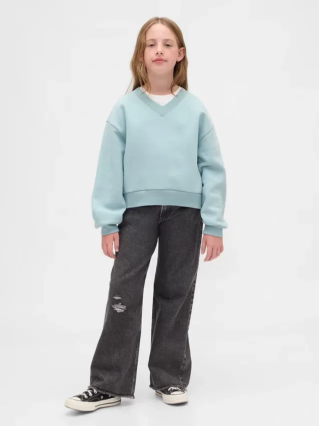Sweat-shirt enfant à col en V ample Vintagesoft