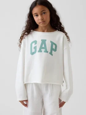 Sweat-shirt enfant Vintagesoft en tissu éponge à col large et logo