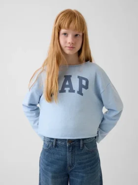 Sweat-shirt enfant Vintagesoft en tissu éponge à col large et logo