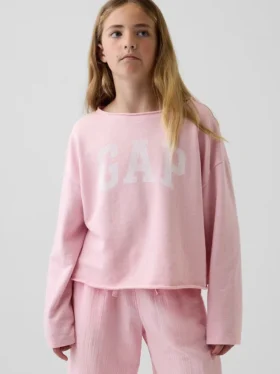 Sweat-shirt enfant Vintagesoft en tissu éponge à col large et logo