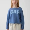 Sweat-shirt enfant Vintagesoft en tissu éponge à col large et logo