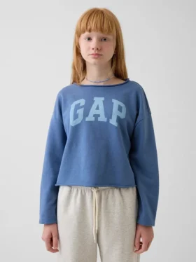 Sweat-shirt enfant Vintagesoft en tissu éponge à col large et logo