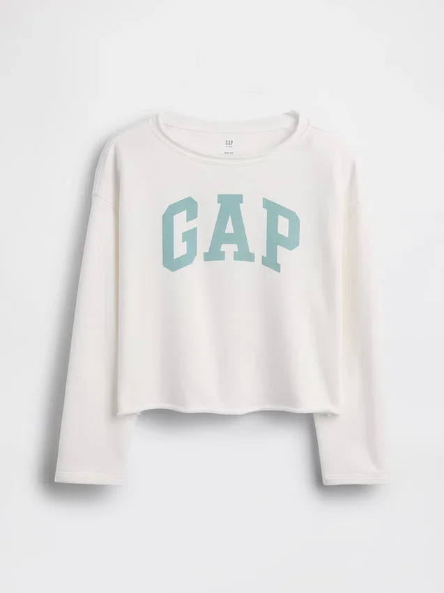 Sweat-shirt enfant Vintagesoft en tissu éponge à col large et logo