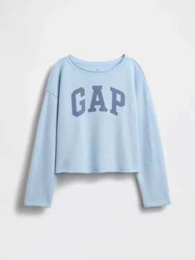 Sweat-shirt enfant Vintagesoft en tissu éponge à col large et logo
