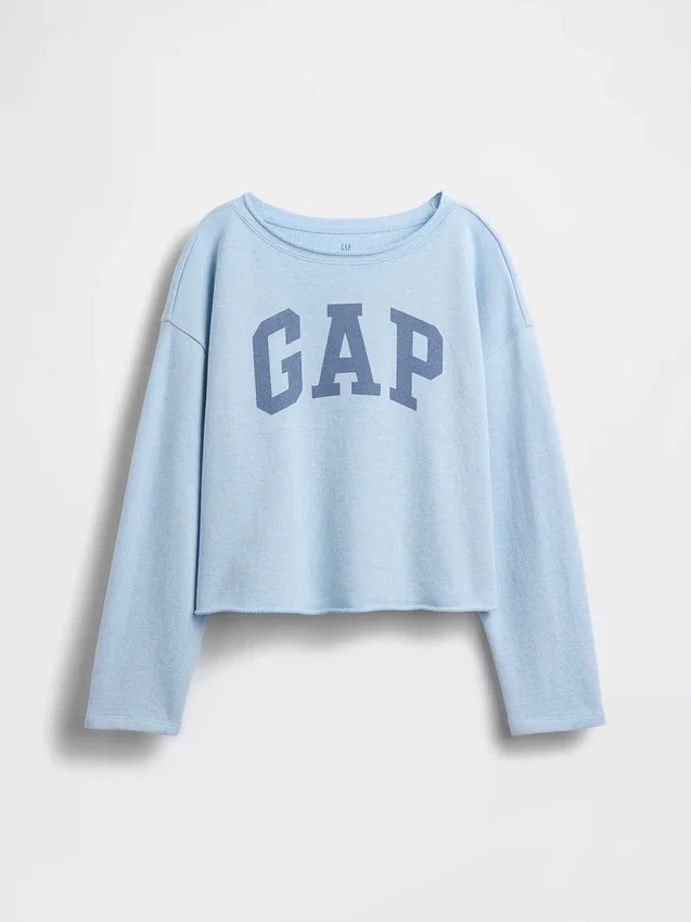 Sweat-shirt enfant Vintagesoft en tissu éponge à col large et logo