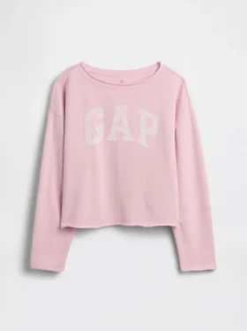 Sweat-shirt enfant Vintagesoft en tissu éponge à col large et logo