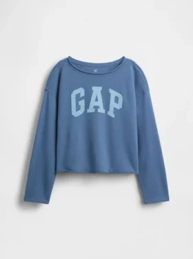 Sweat-shirt enfant Vintagesoft en tissu éponge à col large et logo