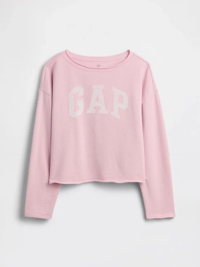 Sweat-shirt enfant Vintagesoft en tissu éponge à col large et logo