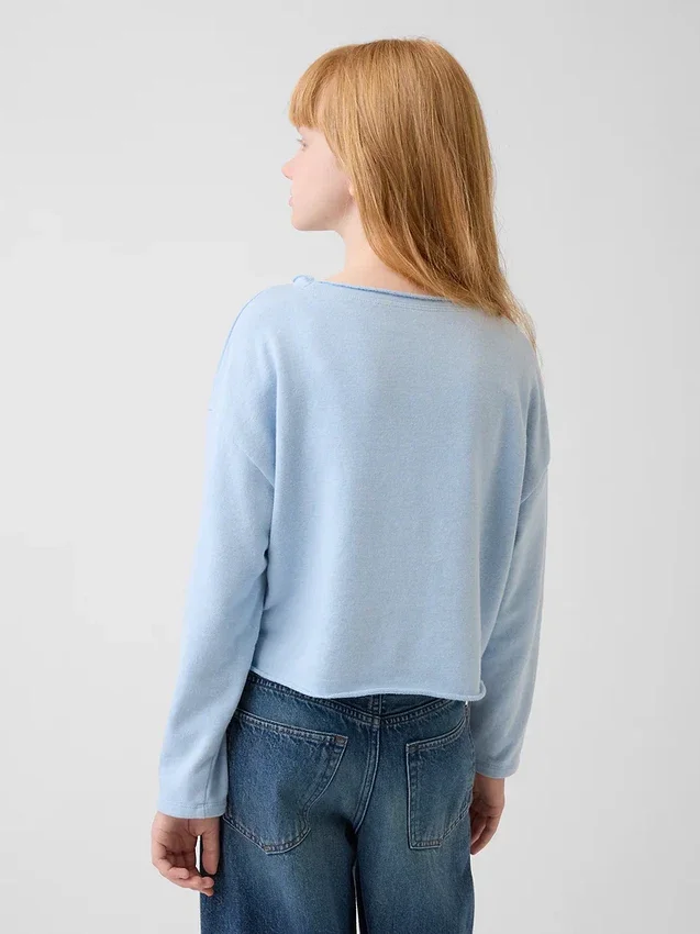 Sweat-shirt enfant Vintagesoft en tissu éponge à col large et logo