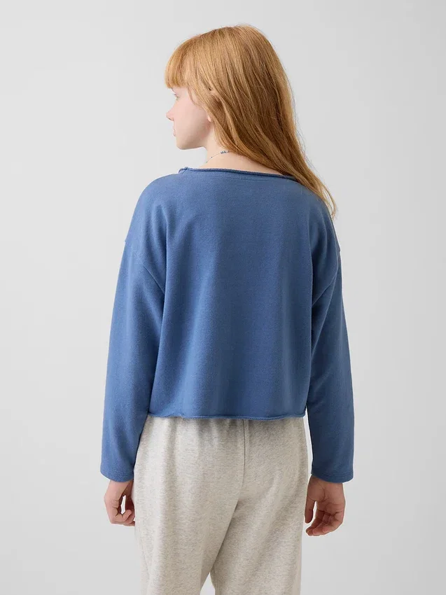 Sweat-shirt enfant Vintagesoft en tissu éponge à col large et logo