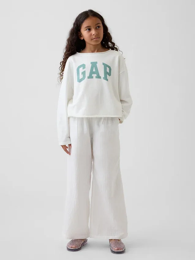 Sweat-shirt enfant Vintagesoft en tissu éponge à col large et logo