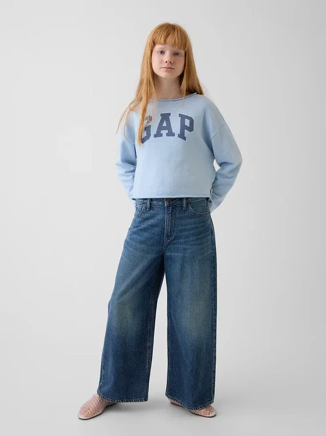 Sweat-shirt enfant Vintagesoft en tissu éponge à col large et logo