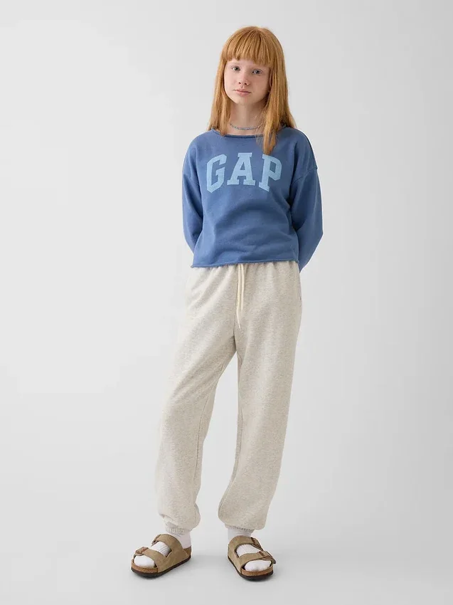 Sweat-shirt enfant Vintagesoft en tissu éponge à col large et logo