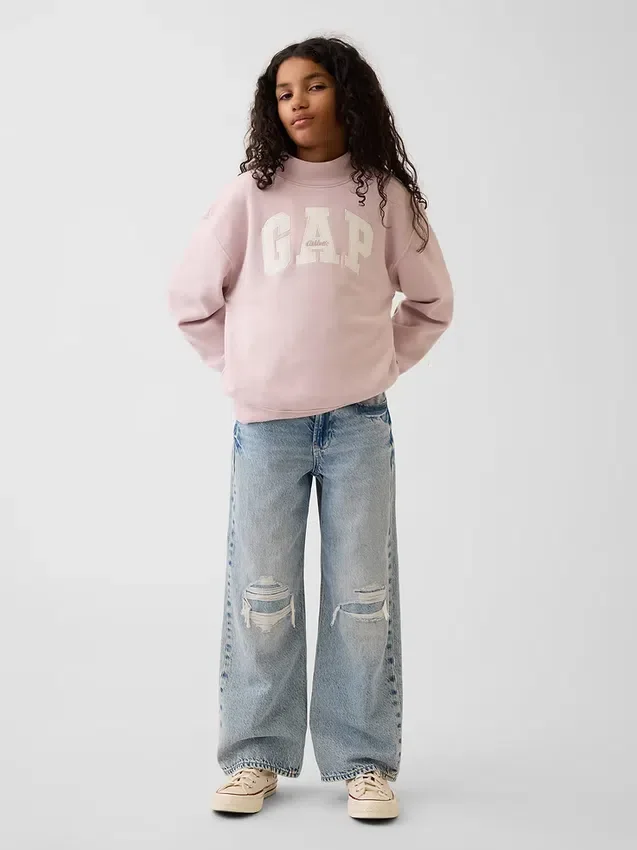 Sweat-shirt enfant Vintagesoft oversize à col montant et logo