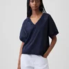 Sweat-shirt oversize à col en V en tissu éponge Vintagesoft