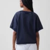Sweat-shirt oversize à col en V en tissu éponge Vintagesoft