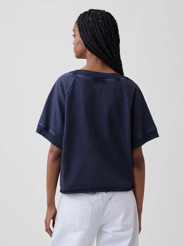 Sweat-shirt oversize à col en V en tissu éponge Vintagesoft