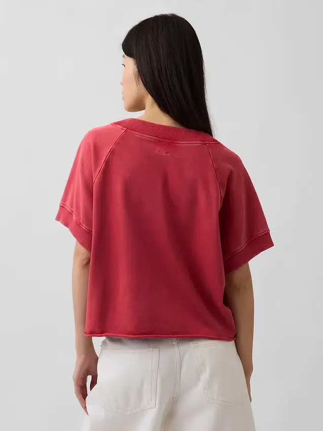 Sweat-shirt oversize à col en V en tissu éponge Vintagesoft