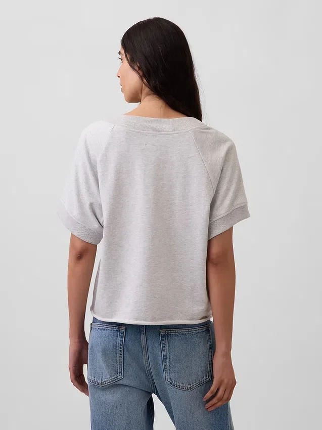 Sweat-shirt oversize à col en V en tissu éponge Vintagesoft