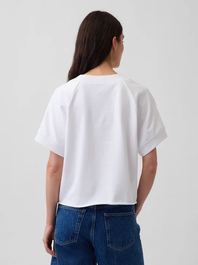 Sweat-shirt oversize à col en V en tissu éponge Vintagesoft