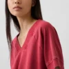 Sweat-shirt oversize à col en V en tissu éponge Vintagesoft