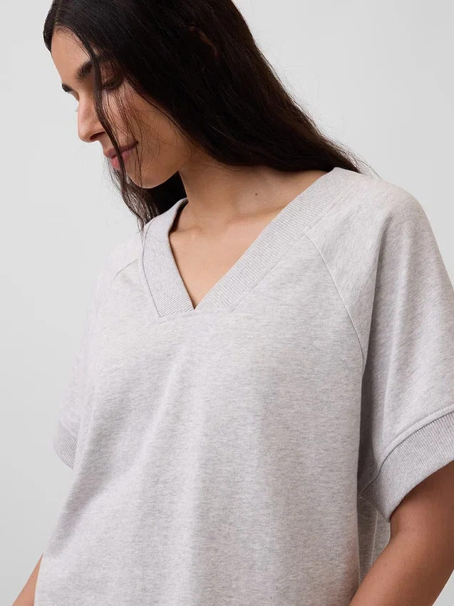 Sweat-shirt oversize à col en V en tissu éponge Vintagesoft