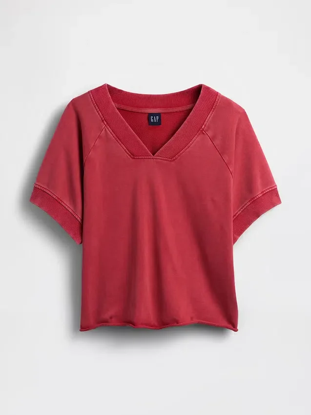 Sweat-shirt oversize à col en V en tissu éponge Vintagesoft