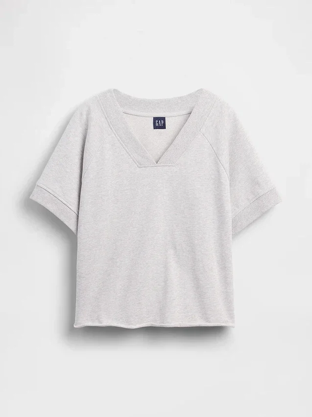 Sweat-shirt oversize à col en V en tissu éponge Vintagesoft