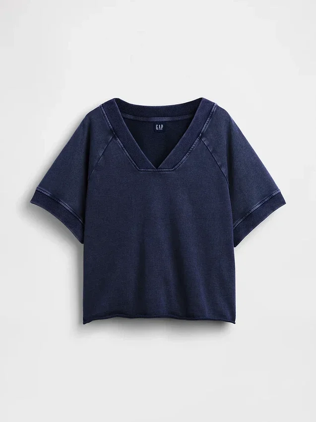 Sweat-shirt oversize à col en V en tissu éponge Vintagesoft