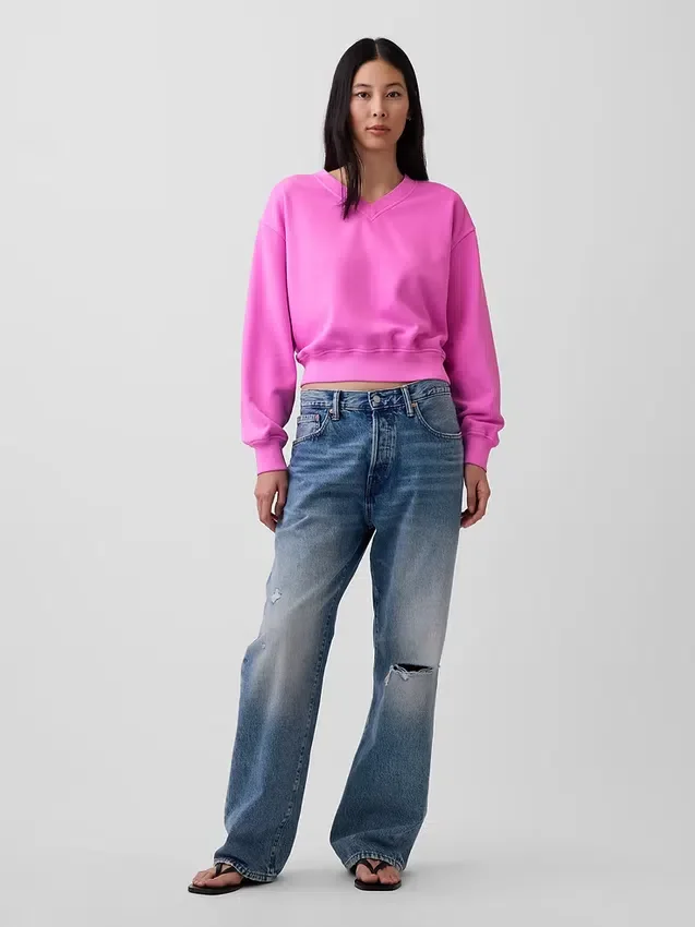 Sweat-shirt oversize à col en V Vintagesoft