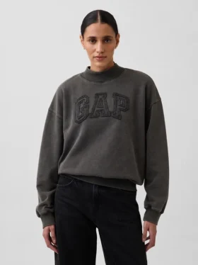 Sweat-shirt oversize à col montant en molleton épais
