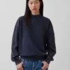Sweat-shirt oversize à col montant en molleton épais