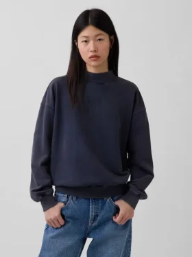 Sweat-shirt oversize à col montant en molleton épais