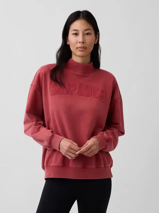 Sweat-shirt oversize à col montant en molleton épais