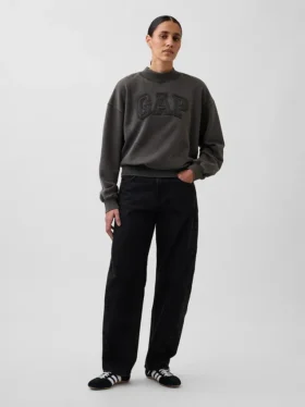 Sweat-shirt oversize à col montant en molleton épais