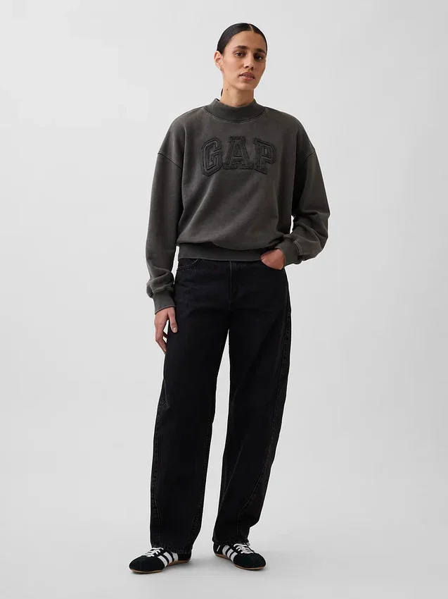 Sweat-shirt oversize à col montant en molleton épais