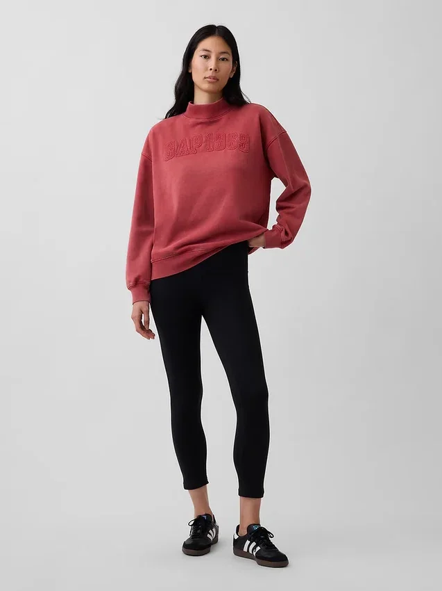 Sweat-shirt oversize à col montant en molleton épais