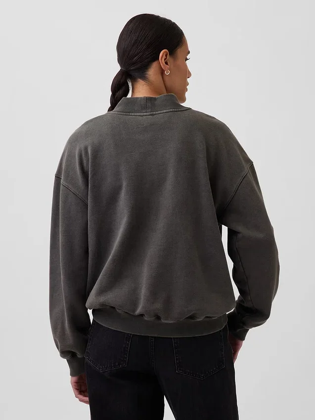 Sweat-shirt oversize à col montant en molleton épais