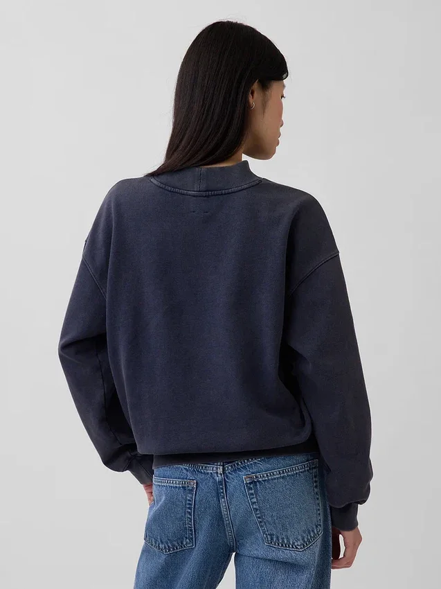 Sweat-shirt oversize à col montant en molleton épais